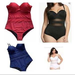 Black Underwire Monokini One Piece Swimwear White